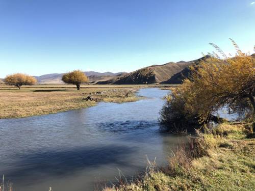 内蒙古敖包景点俯瞰九曲河美景