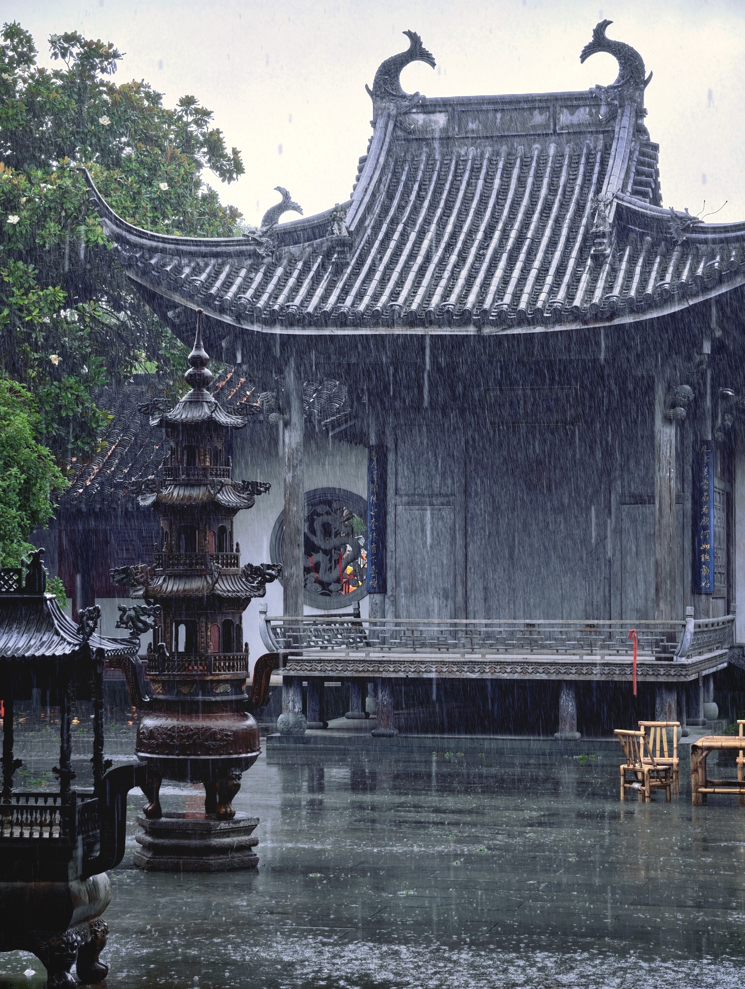 盐官百里钱塘观潮景区城隍庙实景照片