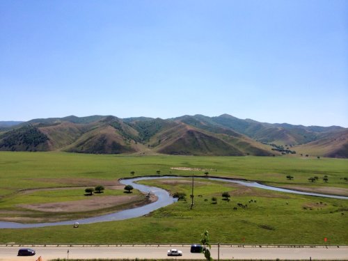 内蒙古敖包景点俯瞰九曲河美景旅行图片 1